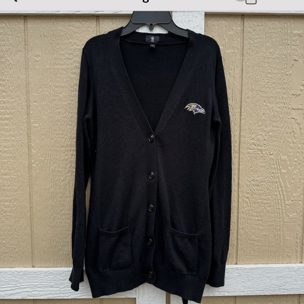 NFL Pro Line Baltimore Ravens Women's Cardigan Sweater Size Medium Black Button